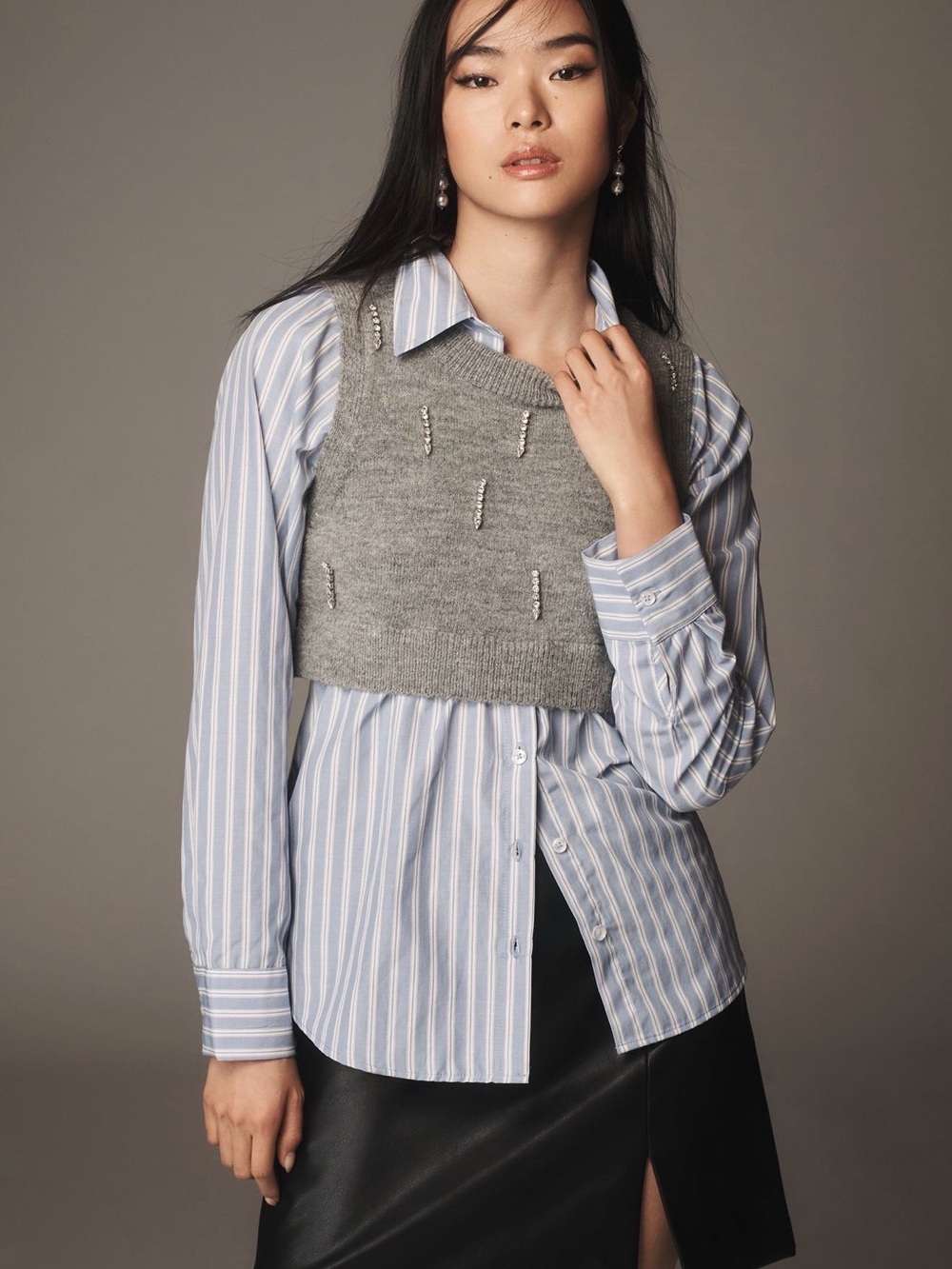 Maeve Embellished Crop Vest & Buttondown
Twofer Top